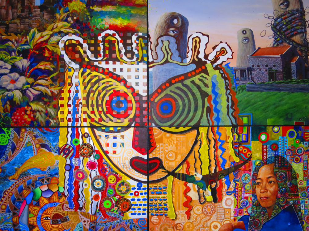 one of the paintings inside the restaurant